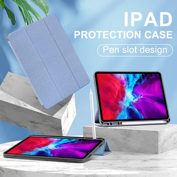 

With Pencil Holder Case For iPad Air 2 mini4 5 Case 10.2 2019 / Pro 11 2020 / Air 3 10.5 / 9.7 2018 Funda for i Pad Case Wake up