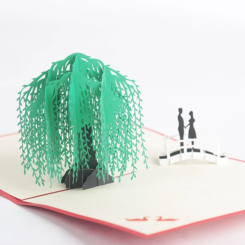  3D Willows Tree Cards Handmade Greeting Card Postcard Wedding Invitations Cards Birthday Blessing C - 4.00054E+12