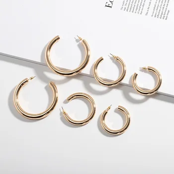 

Hip Hop Thick Big Ciecle C Earrings for Women 2020 Open Hoop Earrings Street Gold Punk Earring Statement Jewelry Girl Aretes Aro