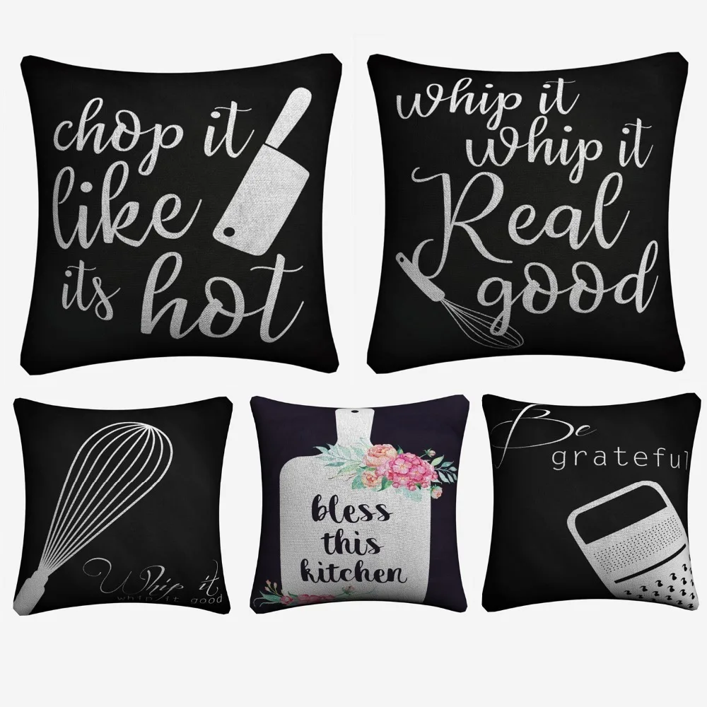 

Bless The Kitchen Printable Artwork Decorative Cotton Linen Cushion Cover 45x45 cm For Sofa Chair Pillowcase Home Decor Almofada