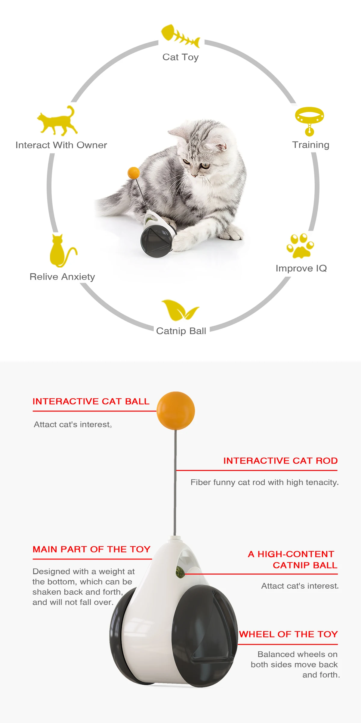 Balance Car, Cat Chasing Toy com Catnip,