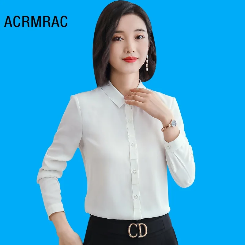 

Women shirt Slim autumn Long sleeve Solid color OL Formal Blouses & Shirts Woman 6526