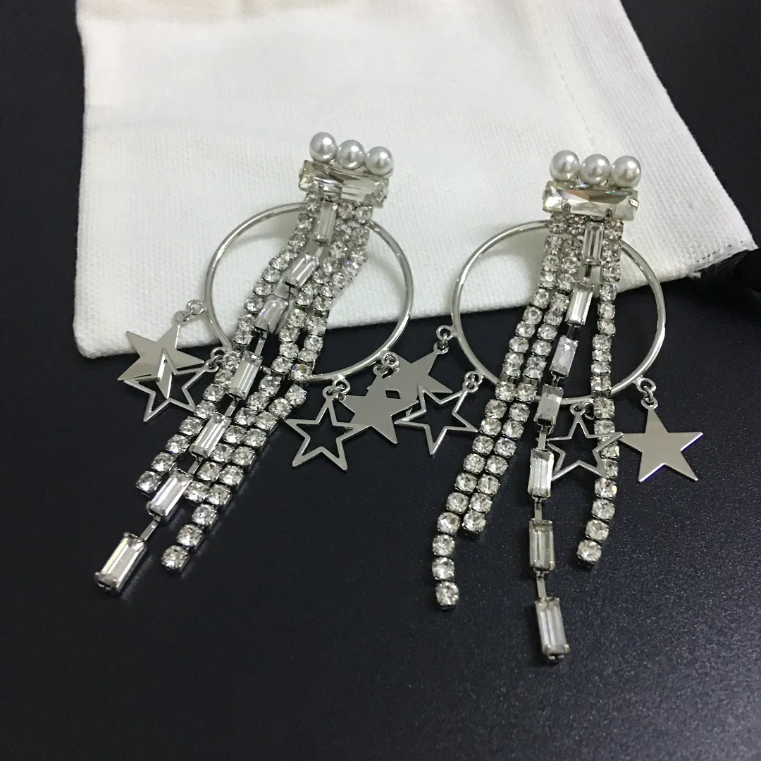 

Temperament retro five-star tassel all-match earrings