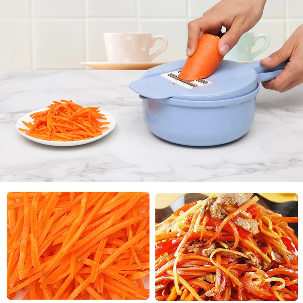 

JuneJour Slicer Vegetable Slicer Peeler Carrot Onion Grater with Strainer Vegetable Cutter 8 in 1 Kitchen Slicer Cutter