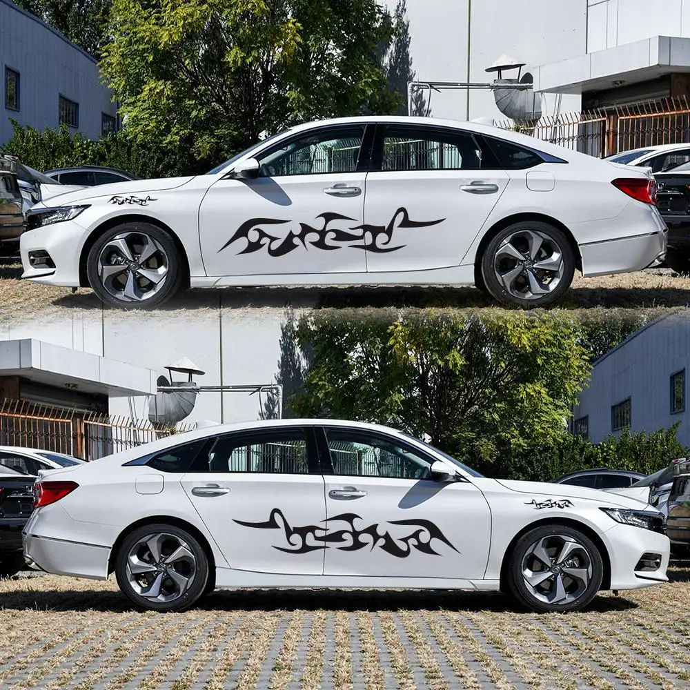 

6Pcs/set Car Stripe Decals Side Body Long Stripe Vinyl Flame Decals Decoration Stickers Car Accessories