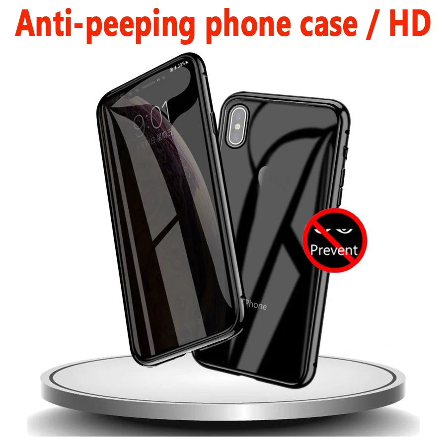

2019 New Anti-peeping Magnetic Phone Case Double Side Tempered Glass Screen Protector For iphone 7 8 Plus x xr xs xs max