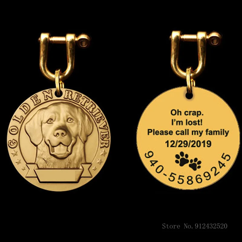 Anti-Lost Engraving Dog Tag Pure Copper Bullfighting Husky General Dog Tag Personalized Name Card
