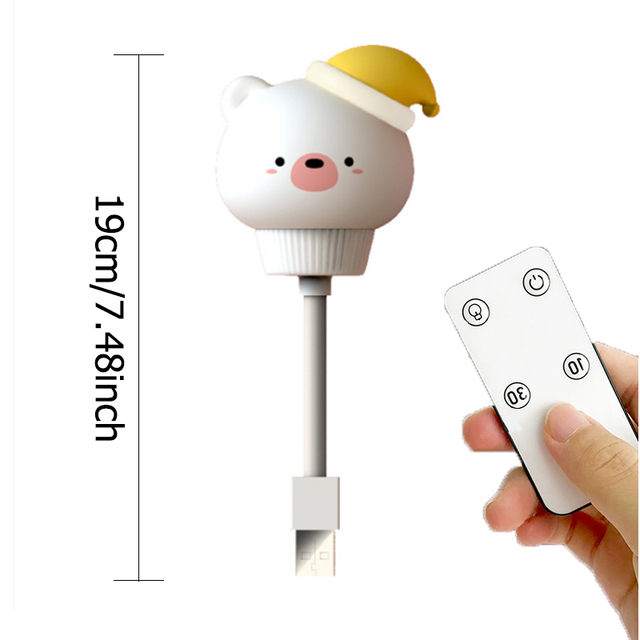 LED USB Night Light Cute Cartoon Night Lamp Bear Remote Control for Baby Kid Bedroom Decor Bedside Lamp Christmas Gift
