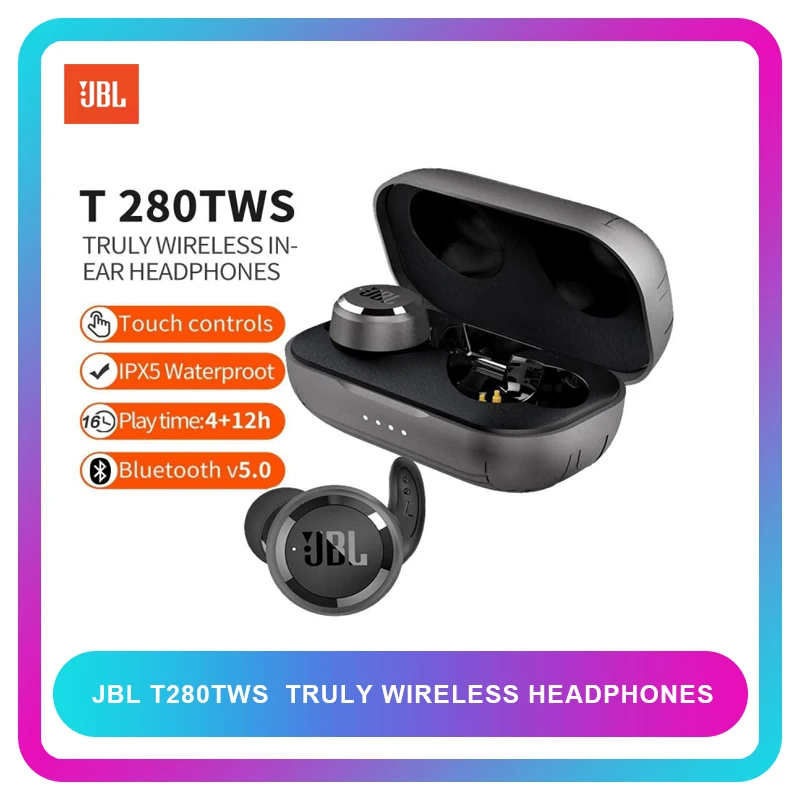 Беспроводные стереонаушники JBL T280 TWS Bluetooth 5 0 спортивные наушники для бега IPX5