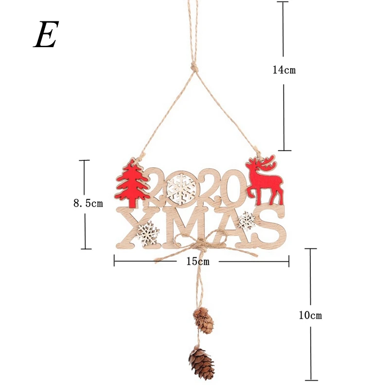 1 шт. Деревянные Подвески на Рождество и год 3D украшения для рождественской елки и лося полые украшения для дома новогодние вечерние товары Navidad - Цвет: E