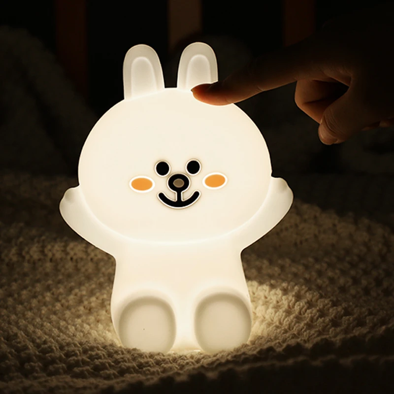 led night light Friends Bear Rabbit Night Light Baby Kid Bed Lamp Desk Decor Touch Dimmable USB Chargeable LED Silicone Fixture Christmas Gifts Night Lights