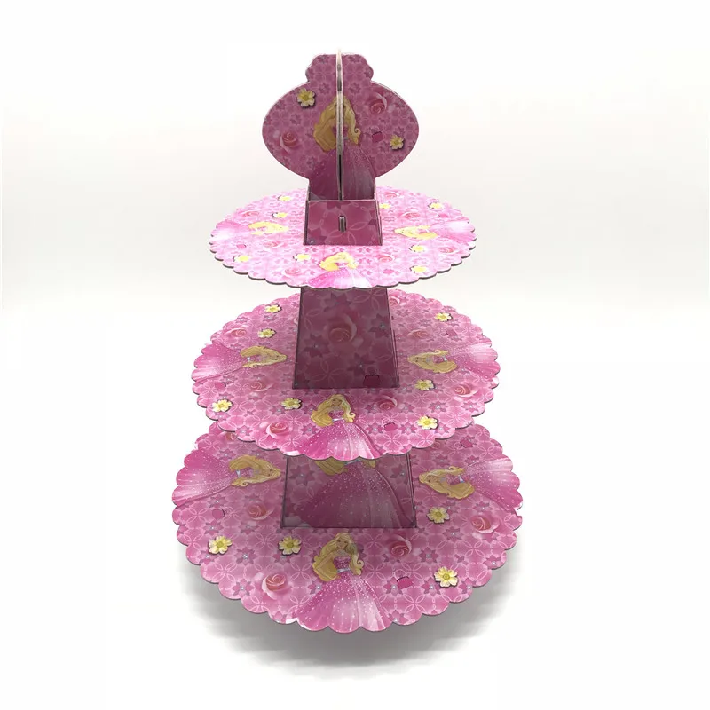 

1set Beautiful Golden haired Princess baby shower birthday party decorations supplies cardboard cupcake stand hold 24 cupcakes