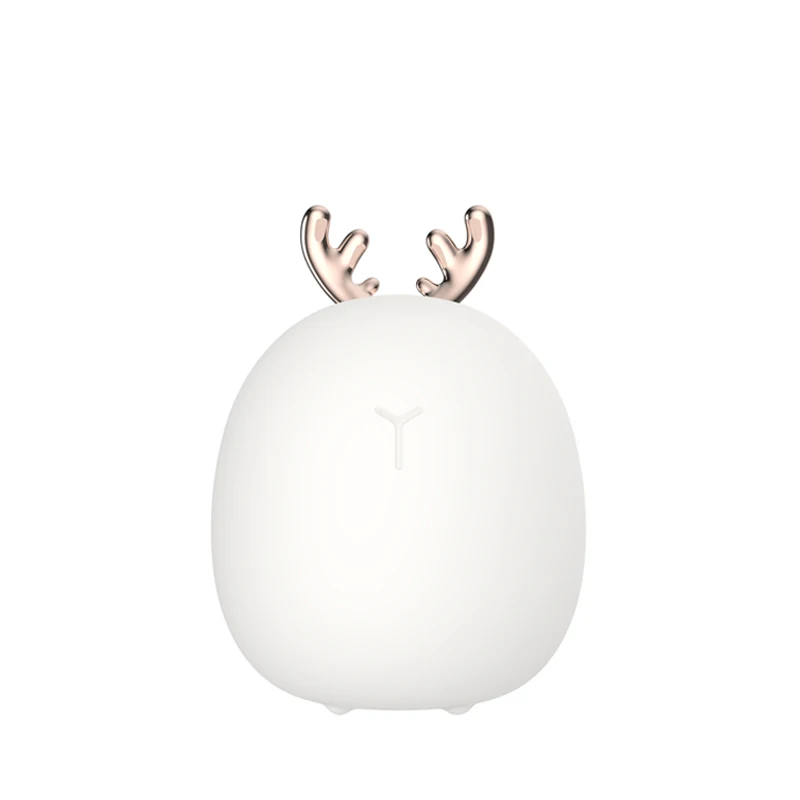 Светодиодный силиконовый ночник с мультяшным оленем и кроликом, сенсорный перезаряжаемый Рождественский светильник, светильник для детей, Детский Светильник - Испускаемый цвет: Deer LED Lamp