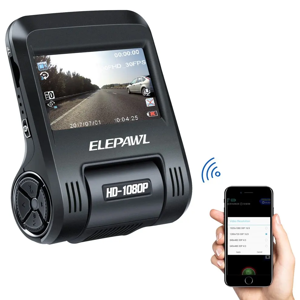 Elepawl HD 1080P Автомобильная камера для вождения видео регистратор приборная панель Камера Встроенная WiFi 200MP 2," ЖК-дисплей 170 градусов объектив