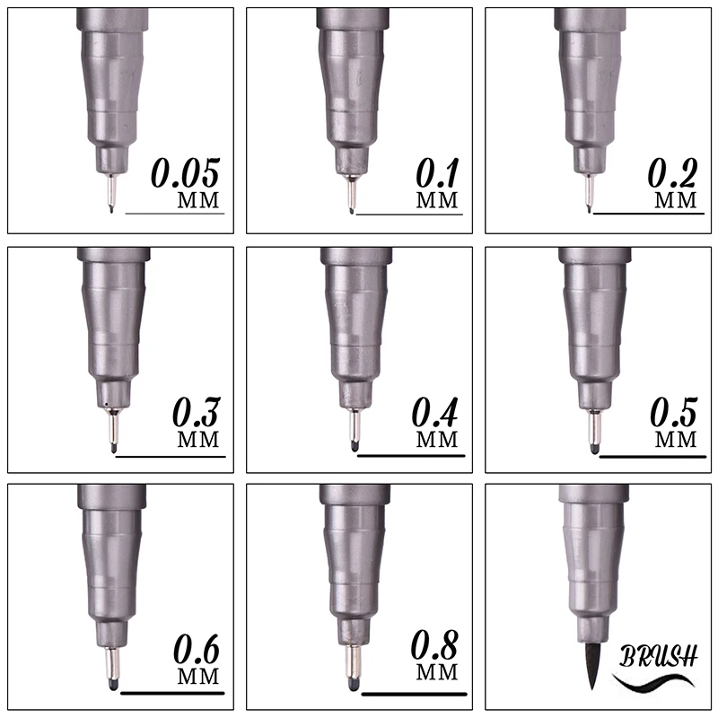 9 шт./лот STA кисть на водной основе маркеры различные кончики черный Fineliner эскизы ручки пигментный вкладыш художественные канцелярские принадлежности
