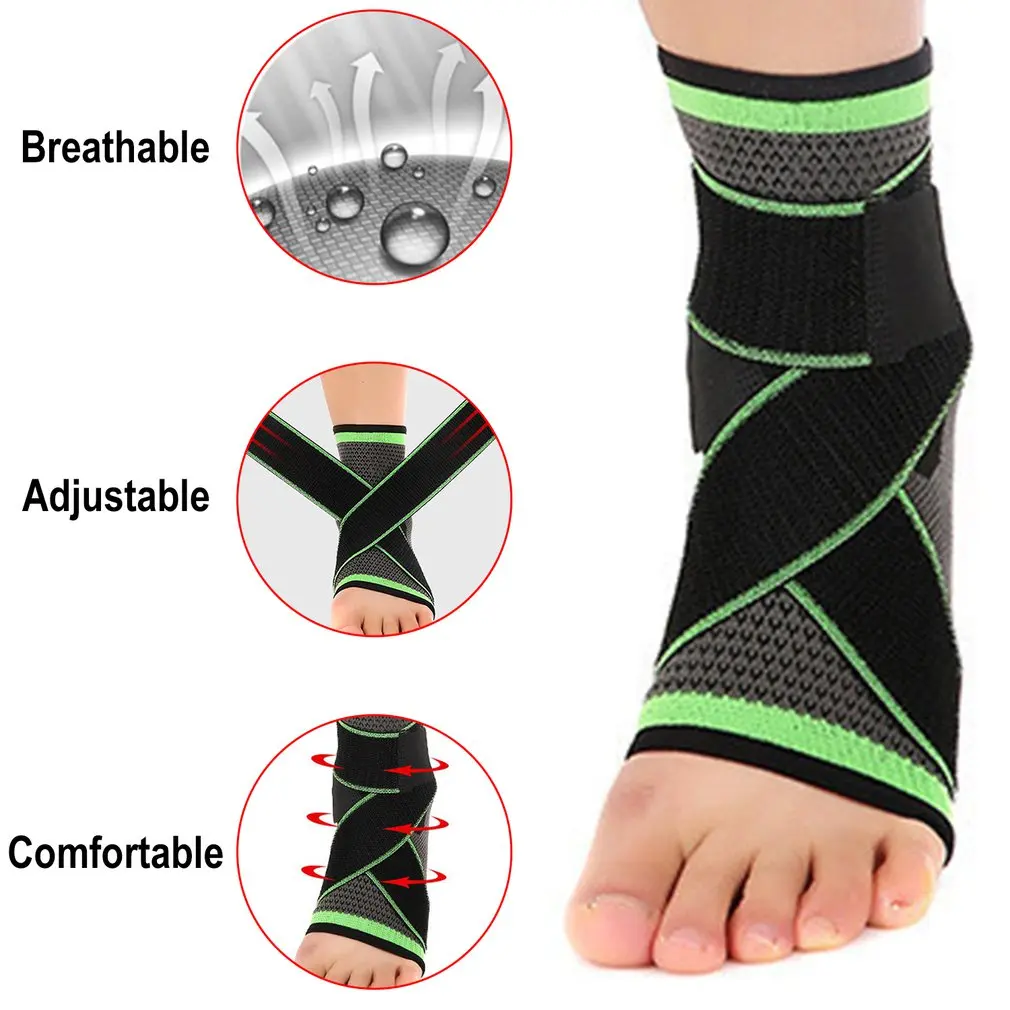 Регулируемый эластичный нейлоновый ремень компрессионный трикотажный фиксатор поддержки лодыжки для спорта, баскетбола, футбола