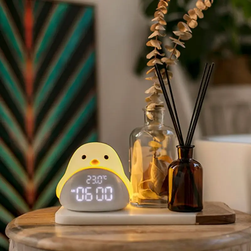 USB будильник, ночник, светильник, сенсорный переключатель, ЖК-дисплей, темтемп времени, птица, прикроватная лампа