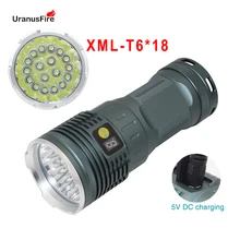 Lanterna led portátil, 16000 lúmens, 18 * t6, luz tática, 3 modos, poderosa lâmpada de luz, 4*18650