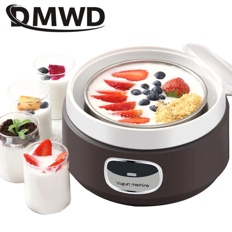 DMWD бытовой Электрический йогурт 1Л Автоматическая многофункциональная DIY Мини машина для йогурта, коричневый|electric yogurt maker|yogurt makeryogurt machine | АлиЭкспресс