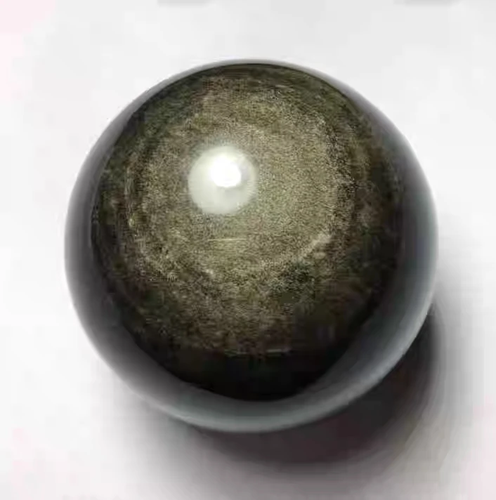 

83mm Natural Gold Obsidian Flash Crystal Healing Big Ball Sphere Ball Round Base For Powerful Healing Stone AAAAA
