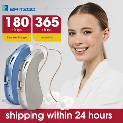 Brizgo Rechargeable Mini Hearing Aid Digital BTE Sound Amplifier for Deafness Elderly USB Wireless Ear Aids to Severe hear Loss