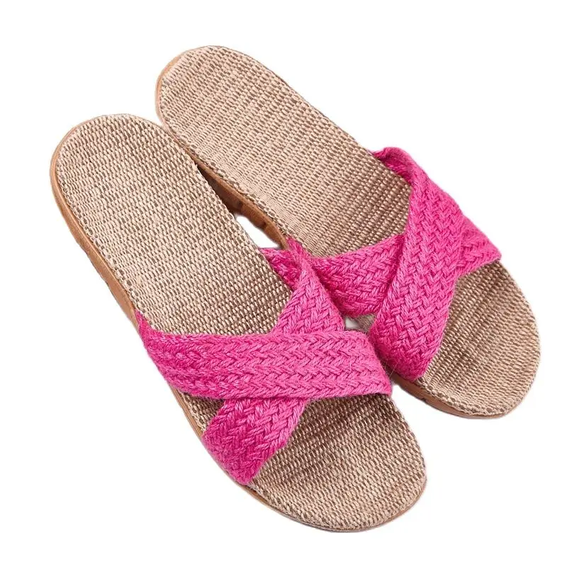 Suihyung Women Linen Slippers Summer Non-slip Home Slippers Breather Flax Flip Flops Ladies Sandals Female Indoor Floor Shoes