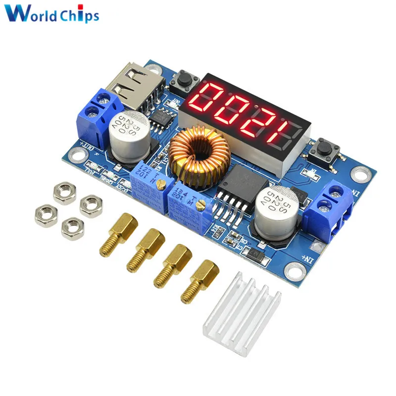 5A Adjustable Power DC-DC Step-down Charge Module LED Driver With Voltmeter 