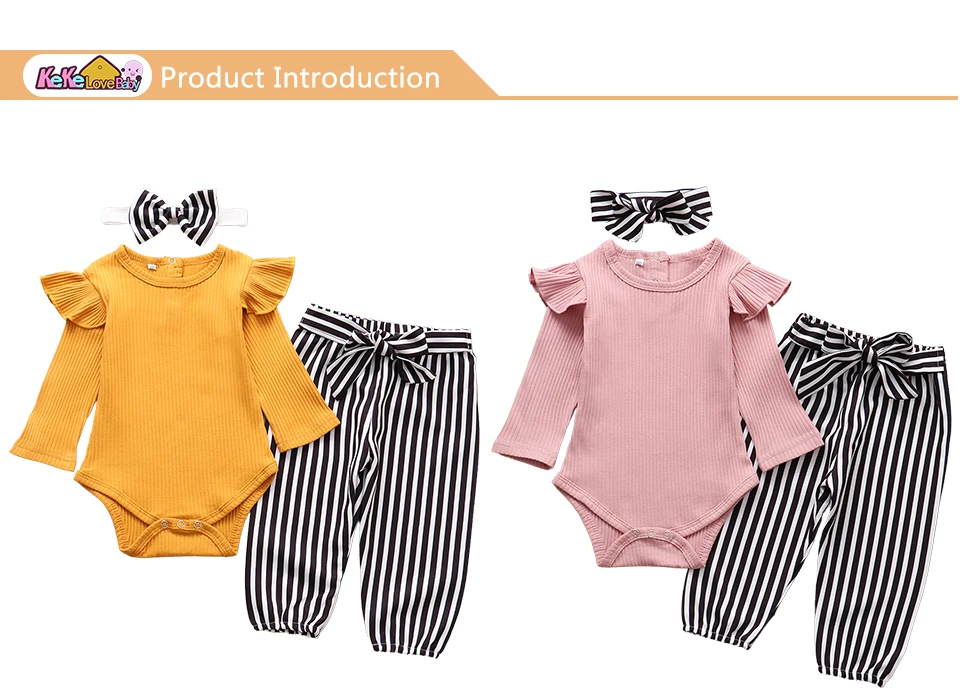 Newborn Baby Girls Clothes Sets Spring Autumn Infant Outfits Long Sleeve Tops Flower Pants Headband Cute 3Pcs Toddler Clothing