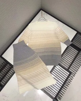 

2019 Early Autumn I New Fashion Elegant Sleeve Women Sweater Two Piece Sets Skirt Free Shipping Worldwide