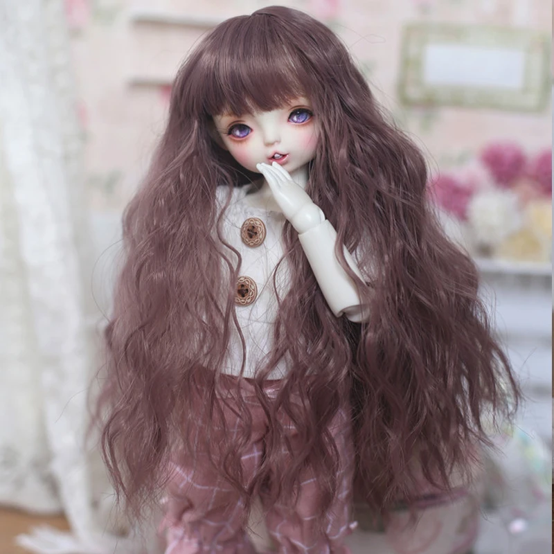 Парик куклы для 1/3 1/4 1/6 SD DD BJD парик Аккуратные челки длинные вьющиеся волосы