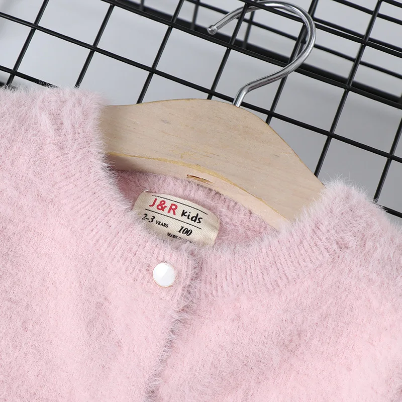 

Girls Mink Cashmere Button Cardigan Spring And Autumn New Style Baby Korean-style Sweater Baby Embroidery Knit KID'S Jacket