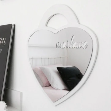 heart Геометрической формы акрилового зеркала, настенное зеркало, Wall Art Для Ванная комната, декор на стену зеркало кролик Единорог Лебедь бантом в форме сердца DW104 - Цвет: heart