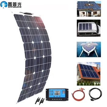 

Xinpuguang fleixble Solar Panel kit 80w 100w 150w 160w 12v Solar Charger Battery with controller 5v usb Car Boat RV 1000w system