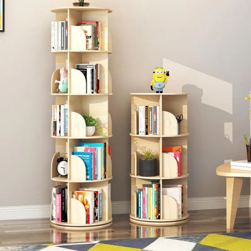 A 39x66cm ZHJIUXING SF revolving bookcase,360-degree Rotating Solid Wood Bookshelf Childrens Picture Book Shelf Floor Corner Shelf Simple Table Storage Small Bookcase 