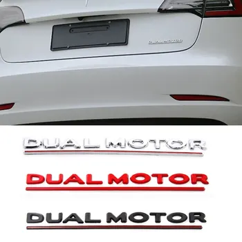 

Car Sticker DUAL MOTOR Underlined Letters Trunk Emblem Refitting High Performance Fender Badge For Tesla Model 3 Auto Styling
