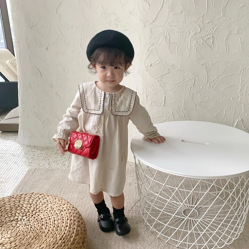 

2019 Autumn New Style Casual Oblique Small Shoulder CHILDREN'S Burden Relieving Cute Solid Color Spiraea Square Sling Bag CHILDR