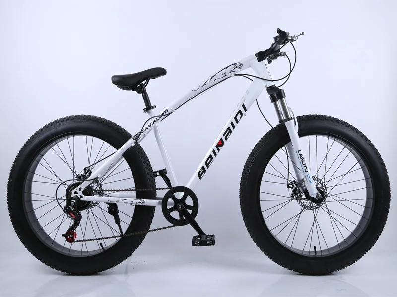 24inch white Снег пляж горный велосипед 24or26 Дюймов 4,0 с толстыми покрышками 7/21/24 скорости с высоким содержанием углерода стальная рама двойной дисковый тормоз песчаный горный велосипед - Цвет: 24inch white