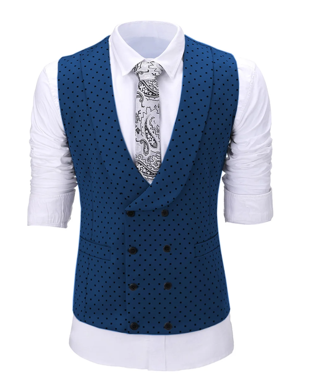 Navy Blue Повседневное Для Мужчин's цвета: золотистый, серебристый серый Slim Fit 3 предмета для выпускного вечера розовый смокинг для мальчиков точка насыщенный бордовый Бизнес костюмный жилет для Свадебные, для жениха жилет - Цвет: Navy Blue