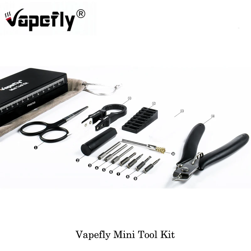 

Vapefly Mini Tool Kit Vape DIY Tool Bag Tweezers Pliers Wire Heaters Kit Coil Jig Winding For Packing Electronic Cigarette Tank