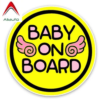 

Aliauto Warning Sign Car Sticker Angel Wings Baby on Board PVC Decal Cover Scratches for Mercedes W211 Mazda Cx 5 Gti,14cm*14cm