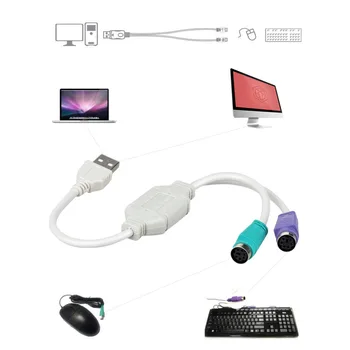 

USB Male to PS2 Female Cable Adapter Converter For Keyboard To Mouse Plug and Play Support two PS2 keyboard or two PS2 Mouse