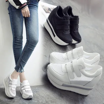 

Spring fashion hollow thick bottom casual sports shoes increased in summer mesh breathable vulcanized shoes women EA-27
