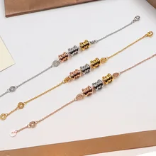 Персонализированные Удача Браслет-манжета ювелирные изделия люксовый бренд из нержавеющей стали дизайнерские для женщин золотые розовые модные подарки