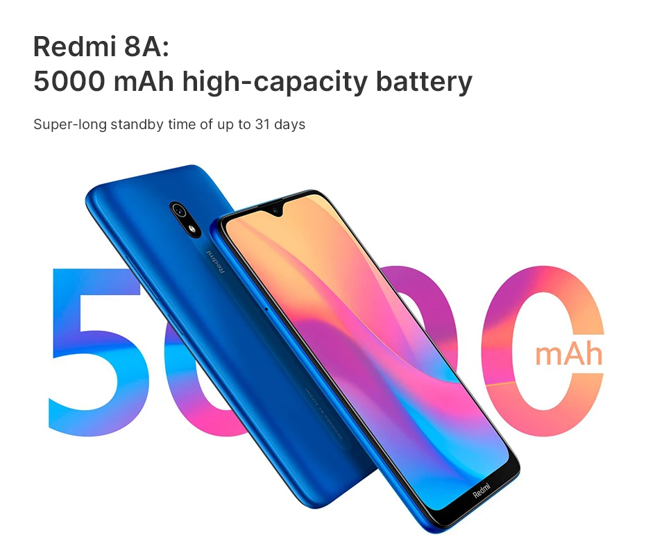 Новая глобальная версия Xiaomi Redmi 8A смартфон 2 Гб ОЗУ 32 Гб ПЗУ Spnadragon 439 5000 мАч 6,2" экран 12 Мп задняя камера мобильный телефон