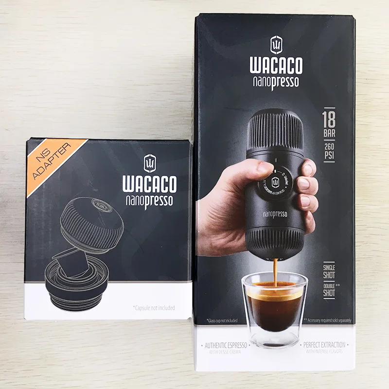 WACACO, новинка, nanopresso, мини-итальянский концентратор, портативная, для улицы, ручная прессованная кофемашина, порошковая машина второго поколения - Цвет: With adapter
