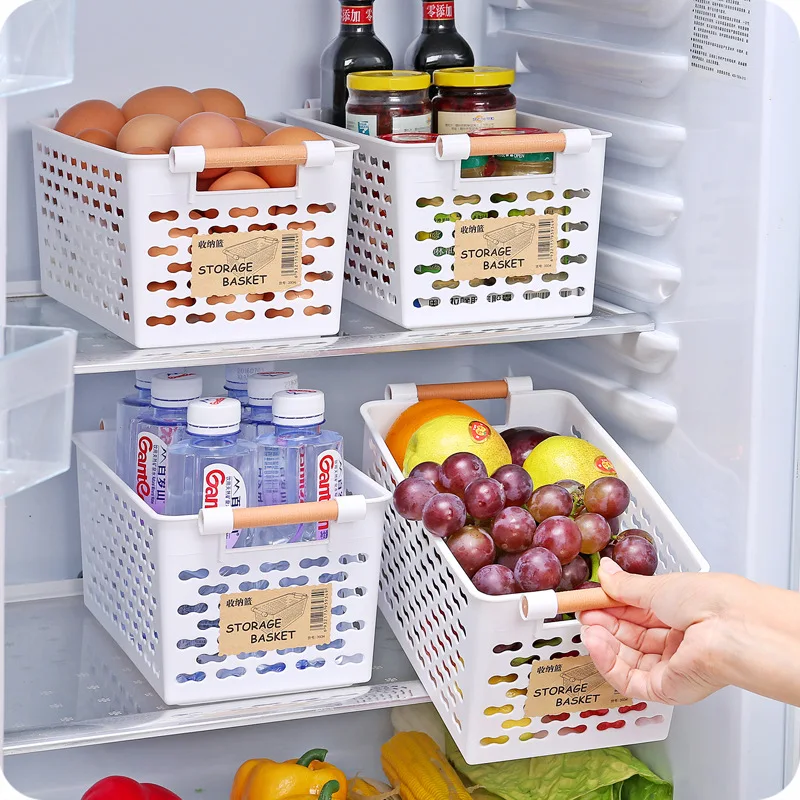 Портативная пластиковая корзина для хранения кухонная овощей прямоугольные