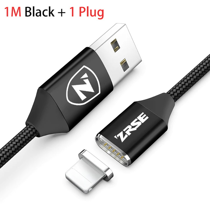 ZRSE Магнитный кабель для iPhone USB Магнитный кабель для зарядки данных Магнитный кабель для зарядки для iPhone 5S 6 6s 7 8 Plus 11 X XS XR - Цвет: Black for Apple