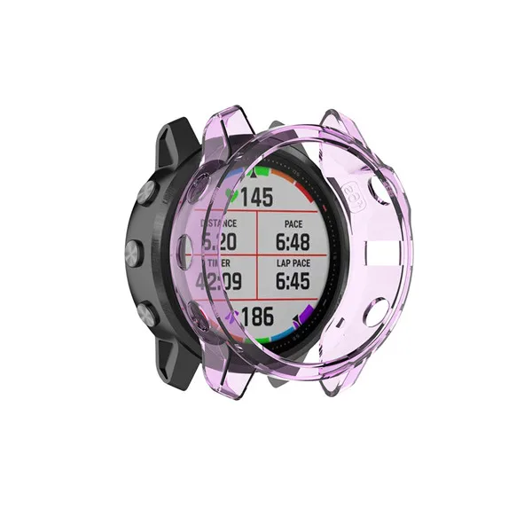 Фиолетовый Защитный чехол s для Garmin Fenix 6 Fenix 6S 6X мягкий кристально чистый ТПУ защитный чехол рамка умные часы аксессуары оболочка - Цвет: Фиолетовый