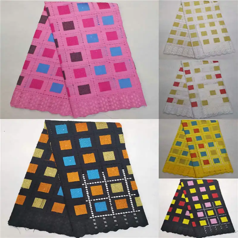 HL! хлопок вышивка швейцарский французский вуаль Пробивной хлопковой кружевной ткани с африканскими камнями парча ткань 5 ярдов/партия! J91001