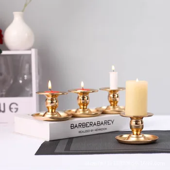 

IMUWEN Europe Metal Candle Holders Gold Candlestick Fashion Candle Stand Exquisite Candlesticks Delicate Table Home Decor